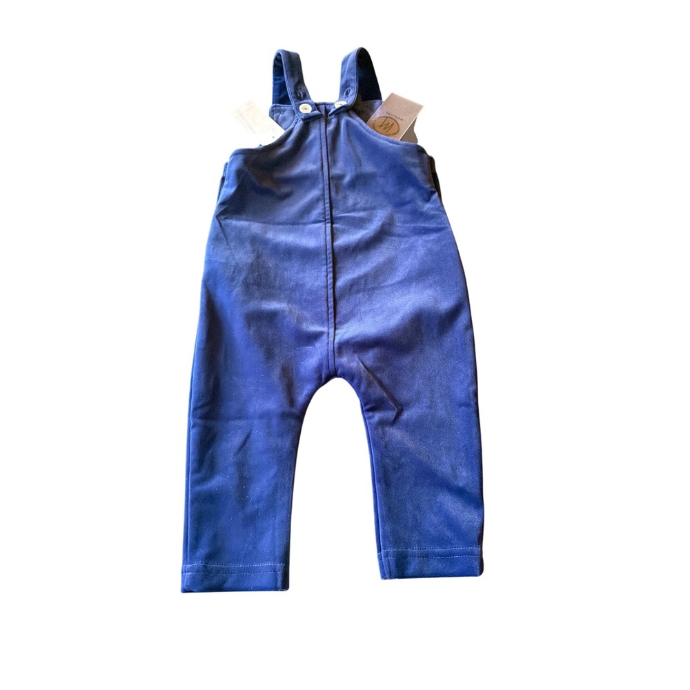 Maniere Overalls Royal Blue Velvet Bib Romper Holiday Formal 18m NWT - Picture 5 of 5